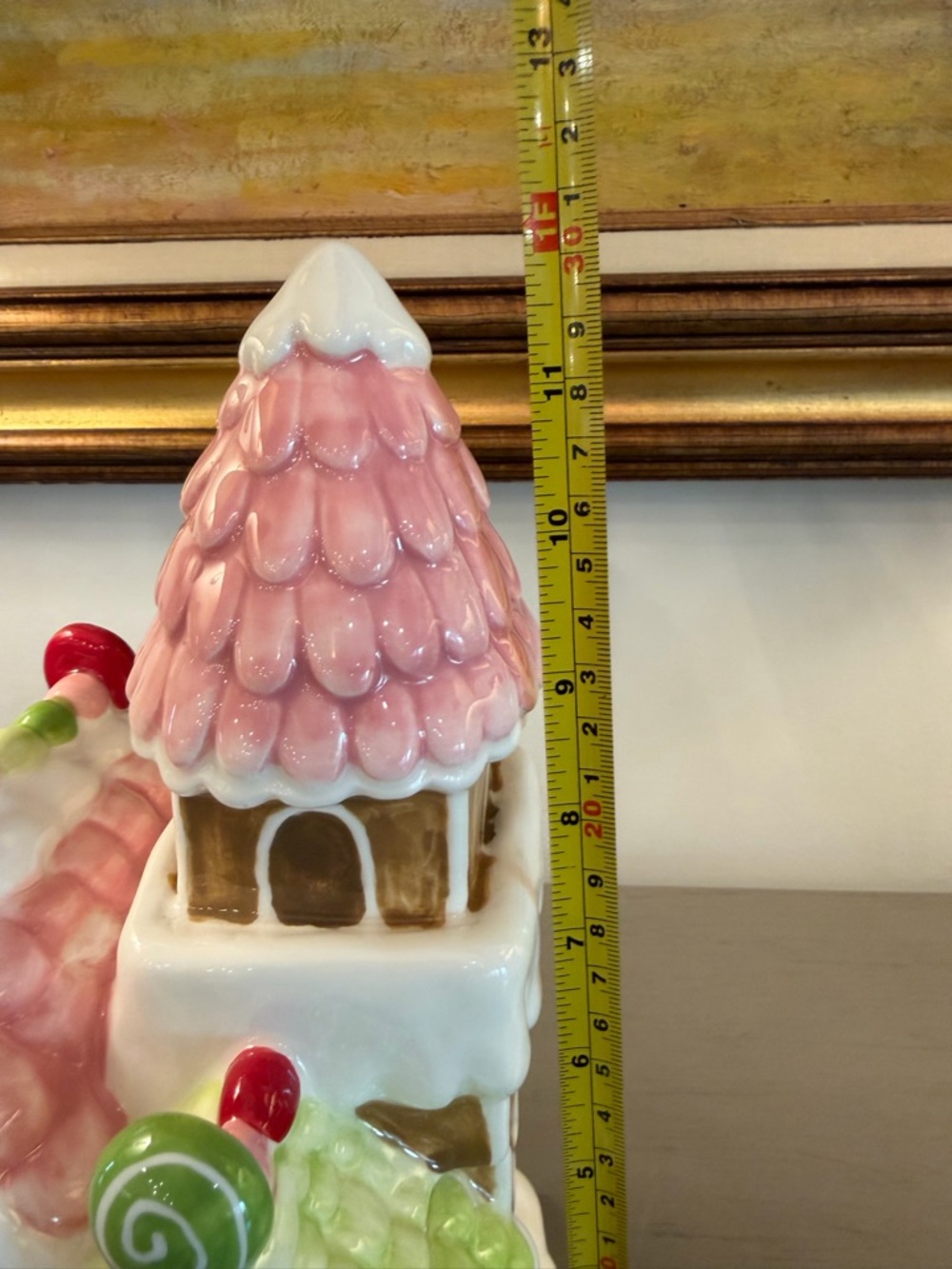 Retired Blue Sky Clayworks Christmas Gingerbread Ceramic House Cookie Jar 12" - Picture 10 of 11